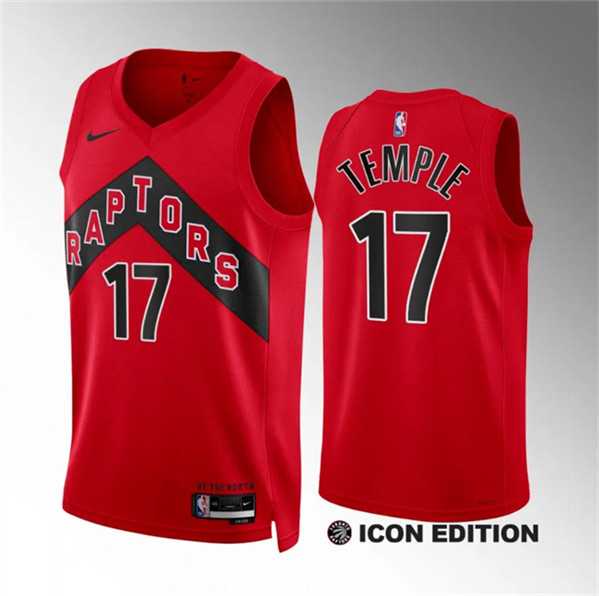 Mens Toronto Raptors #17 Garrett Temple Red Icon Edition Stitched Basketball Jersey Dzhi->->NBA Jersey